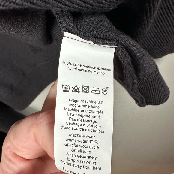 Poles Medium 100% Merino Wool‎ Black Open Drape Cardigan Sweater - Picture 4 of 4